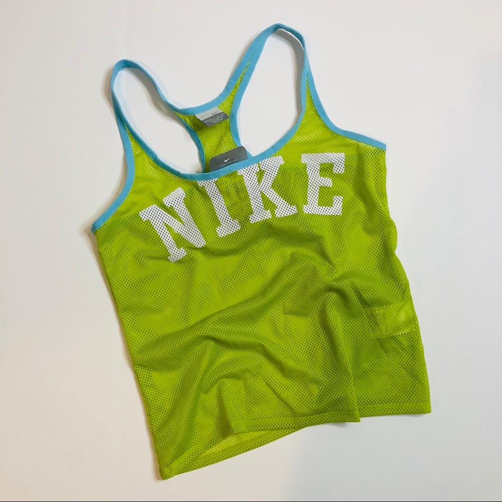 Nike NWT mesh logo tank green blue